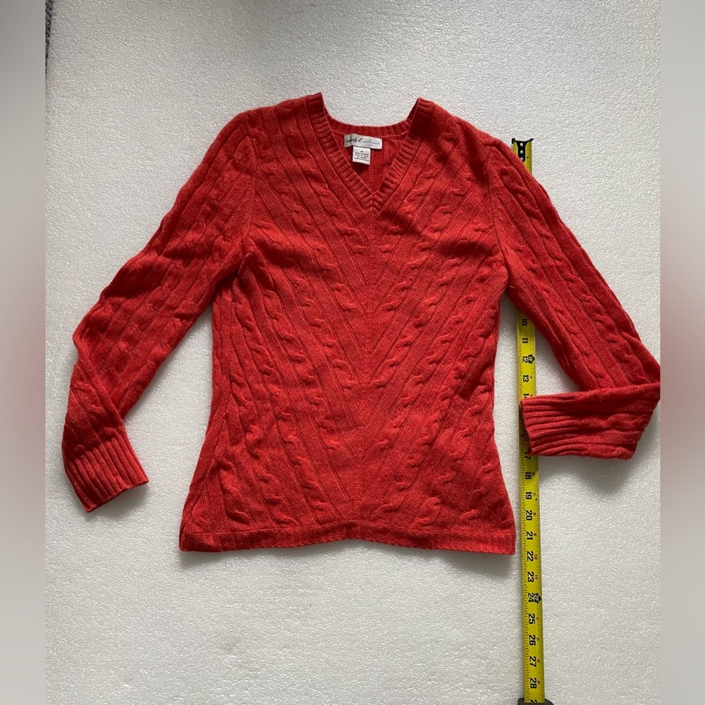 Wendy B Orange 100% Cashmere Knit Long Sleeve  Sweater Size Medium M